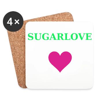 SUGARLOVE Heart Banner Neon-Green - Coasters (set of 4) - white - Front