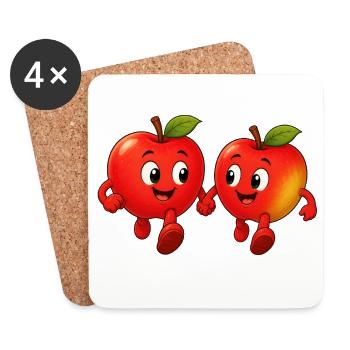 Two apples go for a walk - Coasters (set of 4) - white - Front