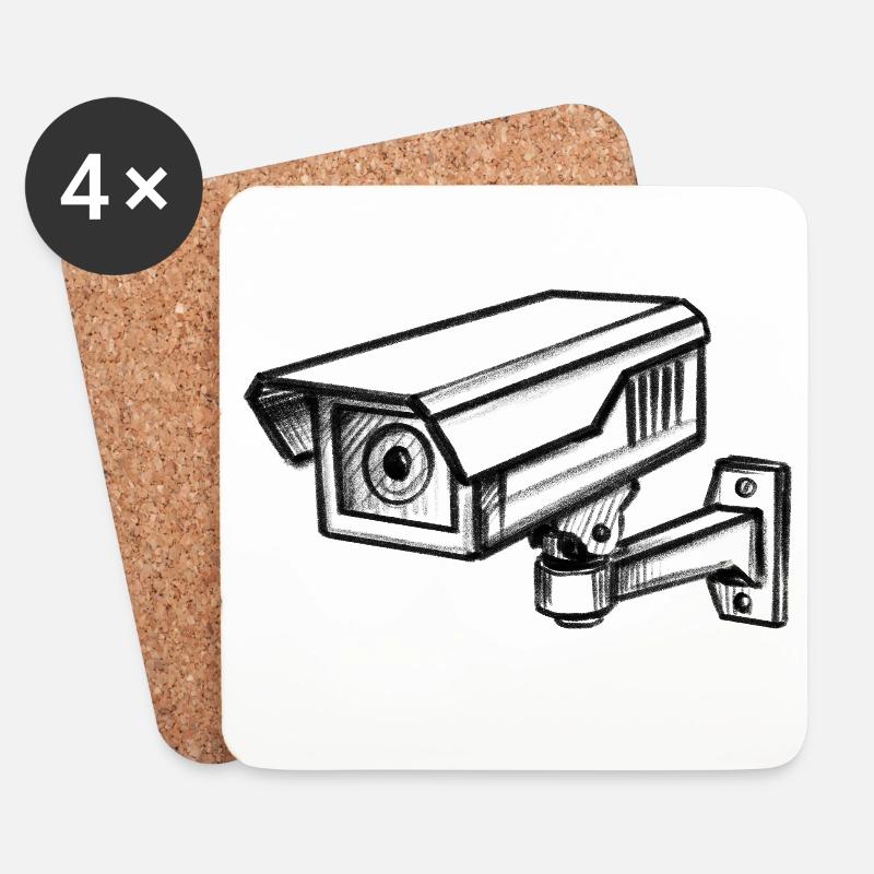 Security Camera Security - Illusionration - Coasters (set of 4) - white