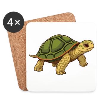 Grüne Schildkröte Geschenk - Untersetzer (4er-Set) - Weiß - Vorne