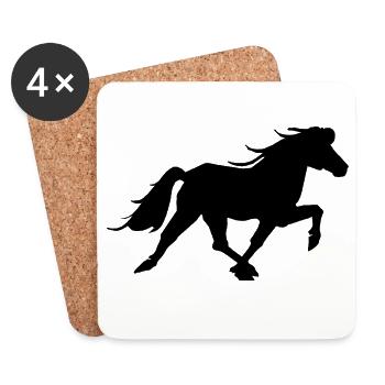 Icelandic horse in the race pass - Coasters (set of 4) - white - Front