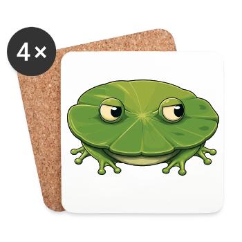 Petite grenouille sur la feuille - Dessous de verre (lot de 4) - blanc - Devant