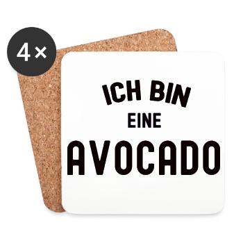 ICH BIN EINE AVOCADO Karneval Kostüm Avocados - Untersetzer (4er-Set) - Weiß - Vorne