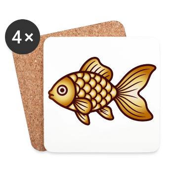 Poisson rouge | Motif classique du poisson - Dessous de verre (lot de 4) - blanc - Devant
