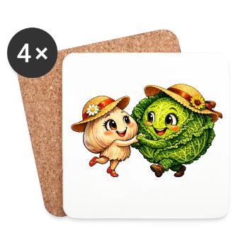 Légumes dansants - Dessous de verre (lot de 4) - blanc - Devant