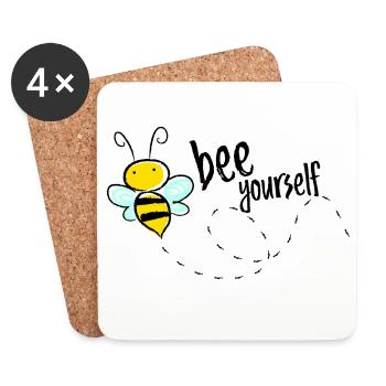 Bee Yourself Bee Saying T-Shirt - Coasters (set of 4) - white - Front