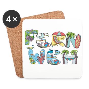 Fernweh Urlaub - Untersetzer (4er-Set) - Weiß - Vorne