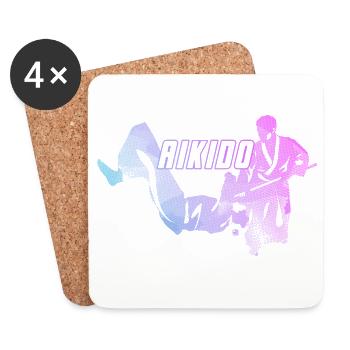 Silhouette dynamique des femmes d’aïkido Nage No Jo - Dessous de verre (lot de 4) - blanc - Devant
