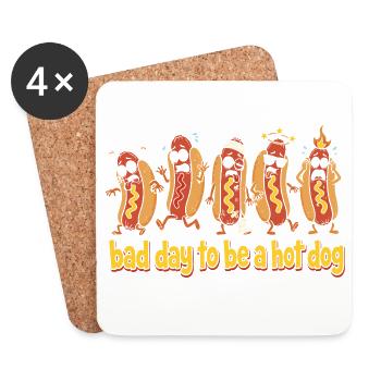 Danses de hot-dogs : mauvaise journée - Dessous de verre (lot de 4) - blanc - Devant
