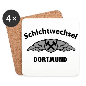 Hammerflügel Dortmund Wappen Emblem - Untersetzer (4er-Set) - Weiß - Vorne
