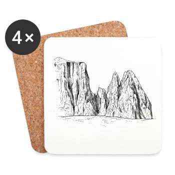 Sciliar Massif Silhouette | Dolomites Landmarks - Coasters (set of 4) - white - Front