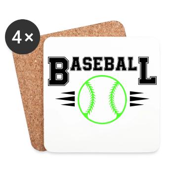 Neon Baseballball mit Leuchtstichen - Untersetzer (4er-Set) - Weiß - Vorne