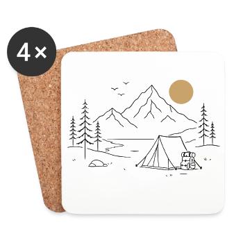 Campings en montagne - Dessous de verre (lot de 4) - blanc - Devant