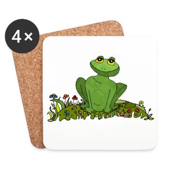 Grenouille - Dessous de verre (lot de 4) - blanc - Devant