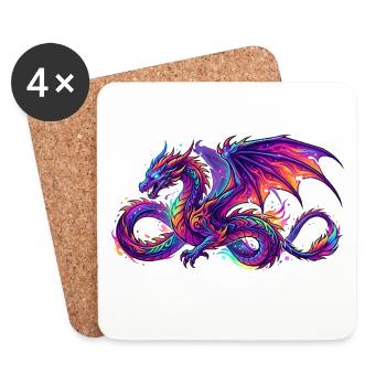 Dragon in color - Coasters (set of 4) - white - Front