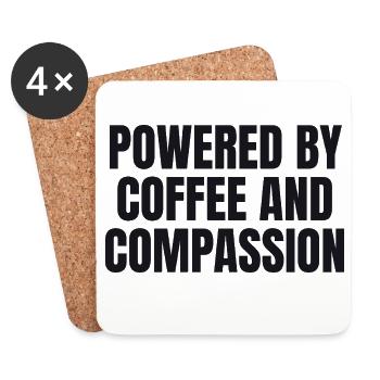 Powered By Coffee And Compassion - Krankenschweste - Coasters (set of 4) - white - Front