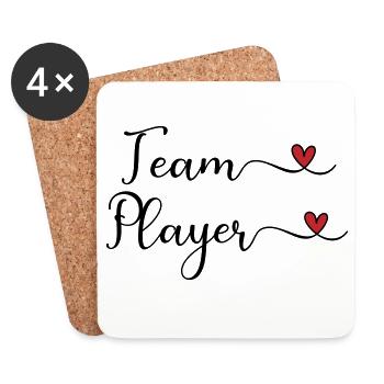 Team Player cute Typography Design with a Heart - Coasters (set of 4) - white - Front