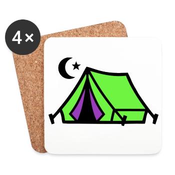 Camping Tent Moon Graphic - Coasters (set of 4) - white - Front