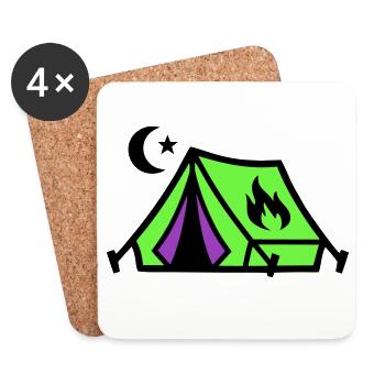 Tent Campfire Festival Icon - Coasters (set of 4) - white - Front