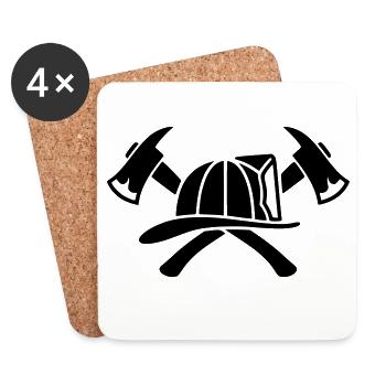 Casque de pompier Silhouette Aexte - Dessous de verre (lot de 4) - blanc - Devant