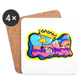 LINA GRAFFITI-NAME FÜR KIND - Untersetzer (4er-Set) - Weiß - Vorne