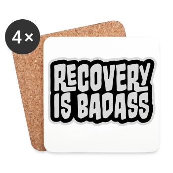 Recovery Is Badass Motivierend Erholung Zitat Logo - Untersetzer (4er-Set) - Weiß - Vorne