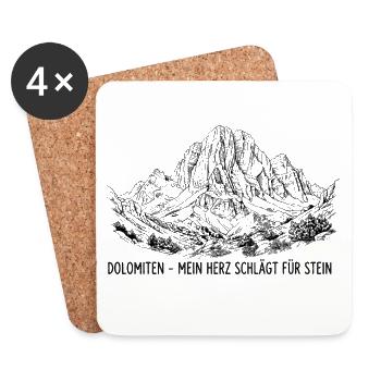 Dolomiten - Mein Herz schlägt für Stein | Ikonisch - Untersetzer (4er-Set) - Weiß - Vorne