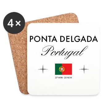 Ponta Delgada Portugal Koordinaten Reise Souvenir - Untersetzer (4er-Set) - Weiß - Vorne
