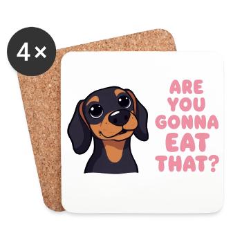 Are You Gonna Eat That Dackel Humor - Untersetzer (4er-Set) - Weiß - Vorne