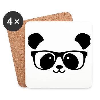 Cute panda with nerd glasses - Coasters (set of 4) - white - Front