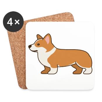 Shiba Inu Cartoon Pfotenfreund - Untersetzer (4er-Set) - Weiß - Vorne
