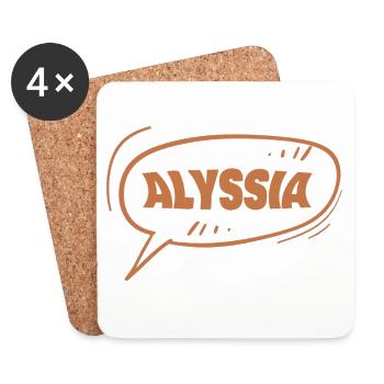 Alyssia comme prénom - Dessous de verre (lot de 4) - blanc - Devant