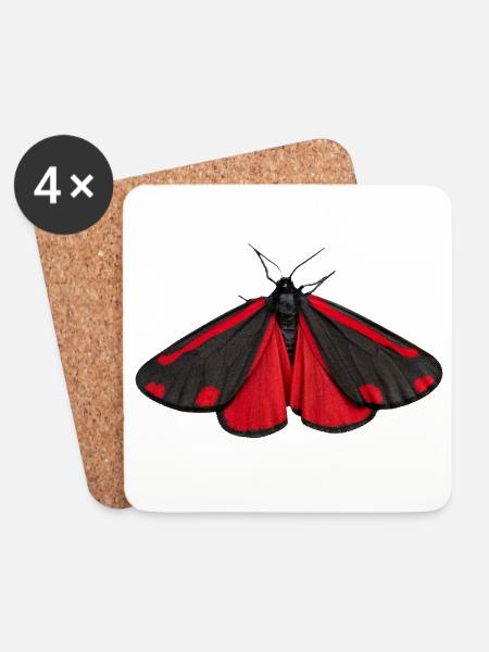Zinnoberfalter Tyria jacobaeae - Untersetzer (4er-Set) - Weiß
