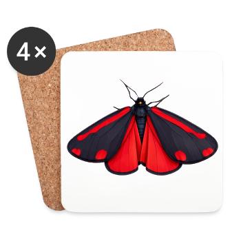 Cinnabar Moth Tyria jacobaeae Cartoon Style - Dessous de verre (lot de 4) - blanc - Devant