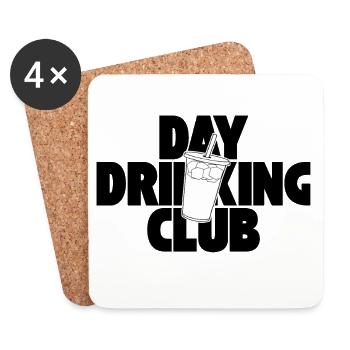 Day Drinking Club – Eiskaffee mit Statement - Untersetzer (4er-Set) - Weiß - Vorne