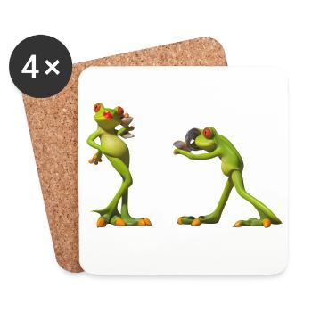 Froschduo Verspielter Charme - Untersetzer (4er-Set) - Weiß - Vorne