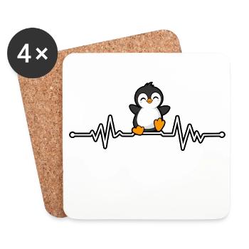Pinguinherzschlag - Untersetzer (4er-Set) - Weiß - Vorne