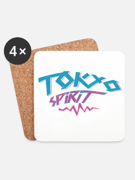 Tokio Spirit Neon-Graffiti - Untersetzer (4er-Set) - Weiß