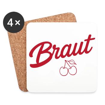 Team Braut Kirsche - Untersetzer (4er-Set) - Weiß - Vorne