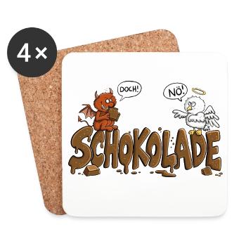 Schokolade Engelchen Teufelchen Nö Doch Naschkatze - Untersetzer (4er-Set) - Weiß - Vorne