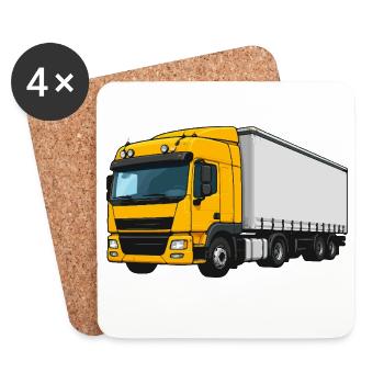 Gelber Lastwagen Illustration - Untersetzer (4er-Set) - Weiß - Vorne