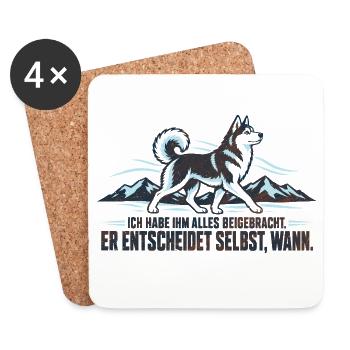Husky - Ich mache Pläne. Mein Husky auch. - Untersetzer (4er-Set) - Weiß - Vorne