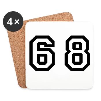Number - 68 - Sixty Eight - Untersetzer (4er-Set) - Weiß - Vorne