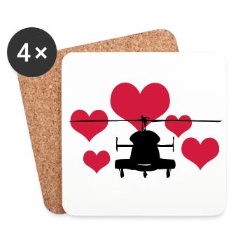 Heli mit 5 Herzen - Untersetzer (4er-Set) - Weiß - Vorne