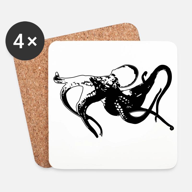 Oktopus - Kraken - Untersetzer (4er-Set) - Weiß