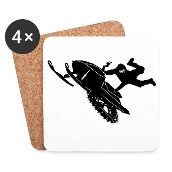 Motoneige pilote Stunts - Dessous de verre (lot de 4) - blanc - Devant