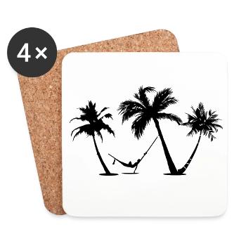 Vacances sous les palmiers - Dessous de verre (lot de 4) - blanc - Devant