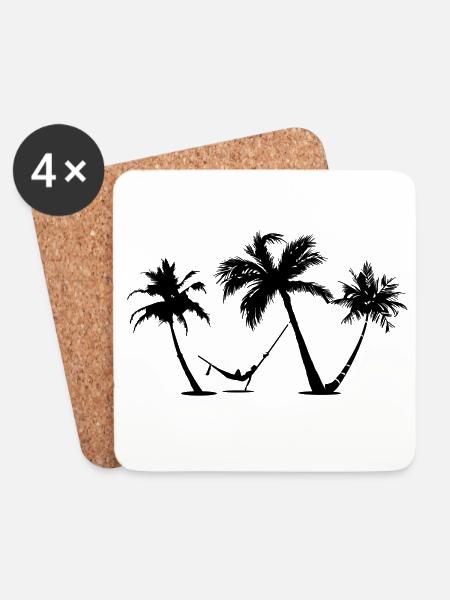 Urlaub unter Palmen ✔ - Untersetzer (4er-Set) - Weiß