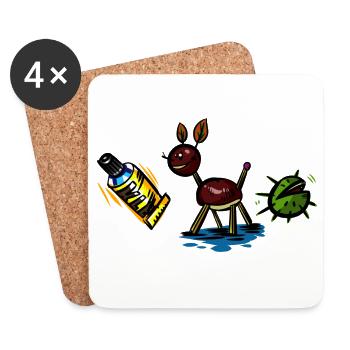 Herbst Kastanien Design - Untersetzer (4er-Set) - Weiß - Vorne