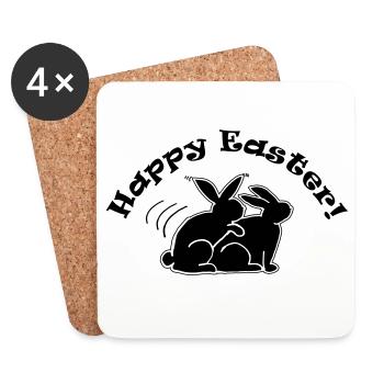 Hasen lustig Osterhasen frohe Ostern - Untersetzer (4er-Set) - Weiß - Vorne
